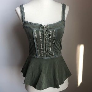 Free People Olive Green Corset Tank Top